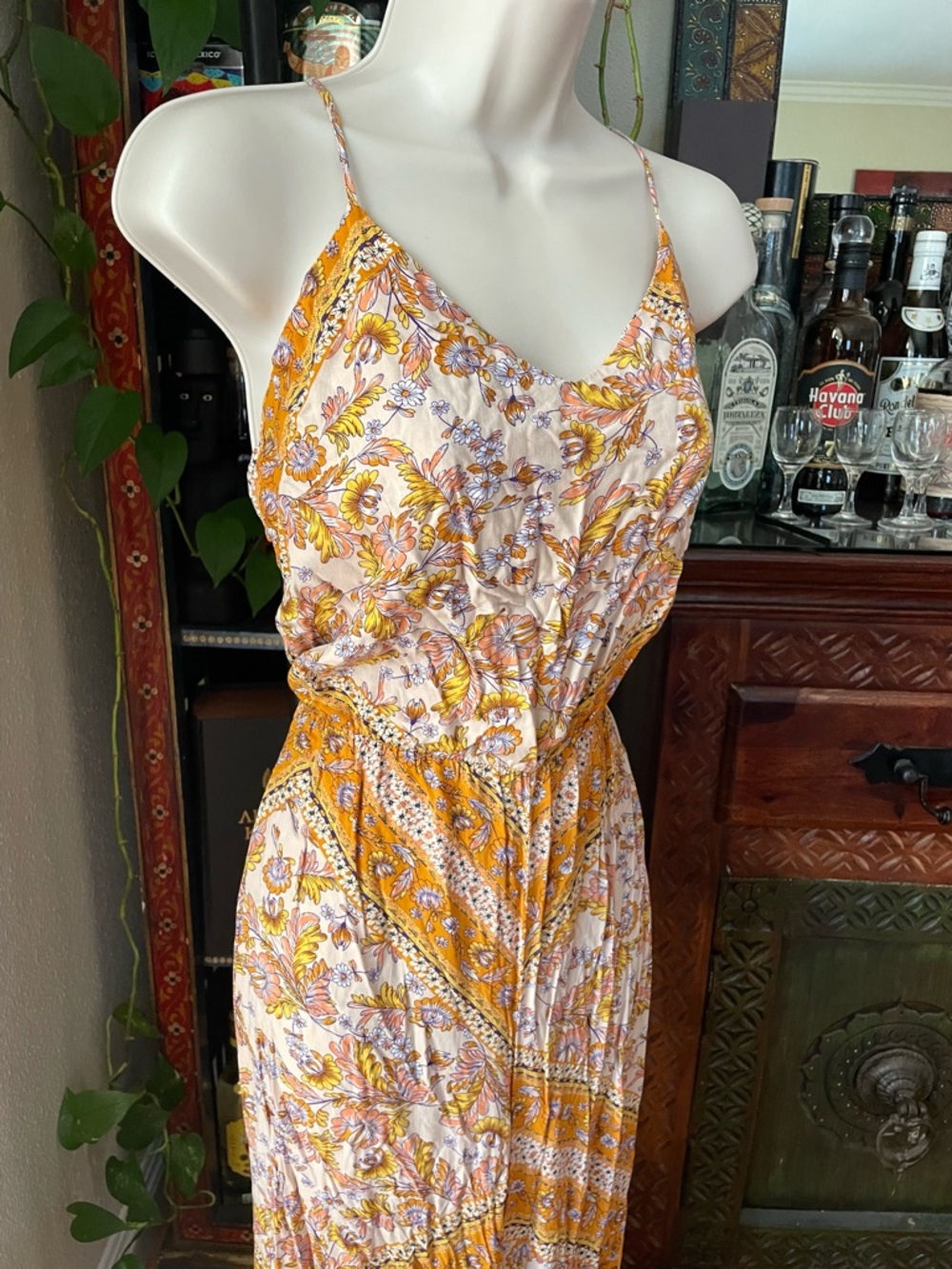 JAASE Orange Floral Boho Palazzo Jumpsuit XL
